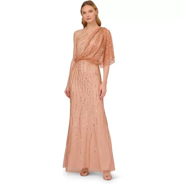 Adrianna Papell Womens Long Beaded DressTerracotta