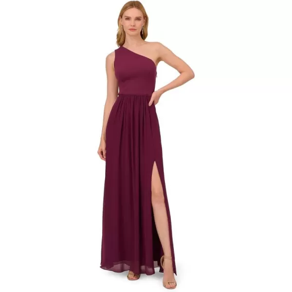 Adrianna Papell Womens One Shoulder Chiffon GownCassis