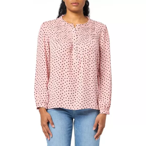 Adrianna Papell Womens Pintuck Button Down BlouseBlushBlack Classic Hearts