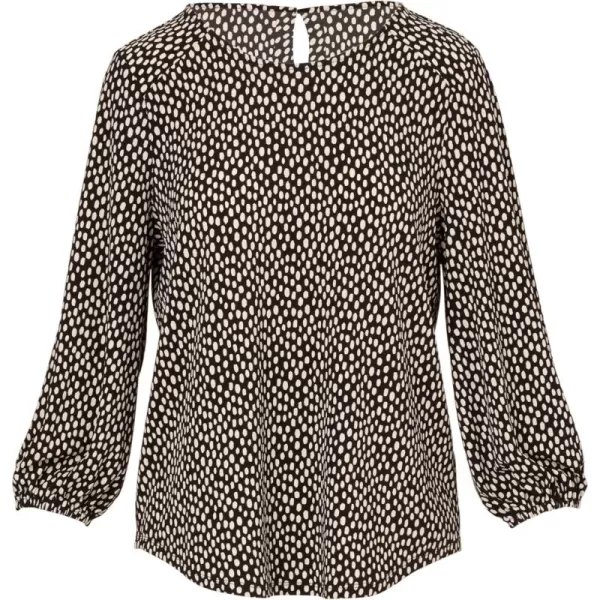 Adrianna Papell Womens Printed 34 Sleeve Yoke Detail TopBlackIvory Simple Animal