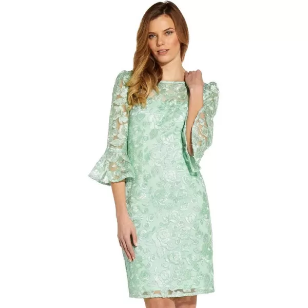 Adrianna Papell Womens Rosie Embroidery Sheath DressMint Smoke