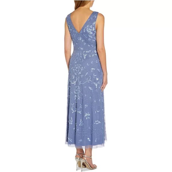 Adrianna Papell Womens Beaded Ankle Length DressFrench Blue