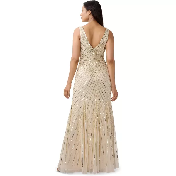 Adrianna Papell Womens Beaded Long DressCashmere