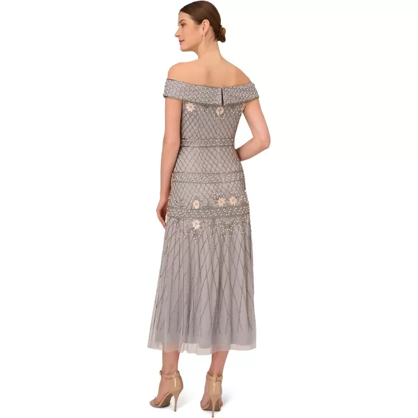 Adrianna Papell Womens Beaded Long DressSilver Mist