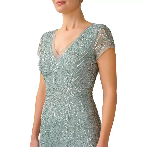 Adrianna Papell Womens Beaded Mermaid GownFrosted Sage