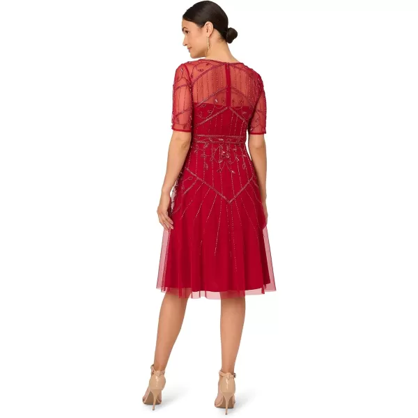 Adrianna Papell Womens Beaded Midi DressCranberry