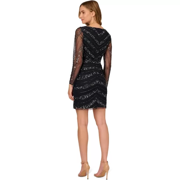 Adrianna Papell Womens Beaded Short DressMidnight