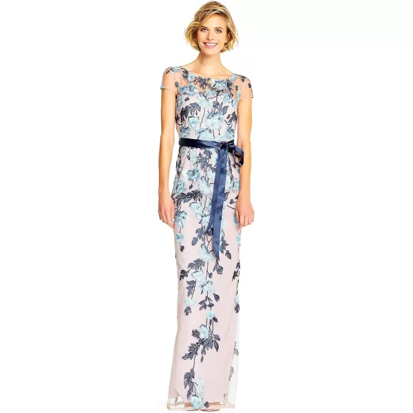 Adrianna Papell Womens Cascading Floral Colmn GwnMidnight MultiNude