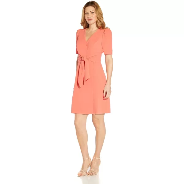 Adrianna Papell Womens Crepe Tie Front Wrap DressPeach Blossom