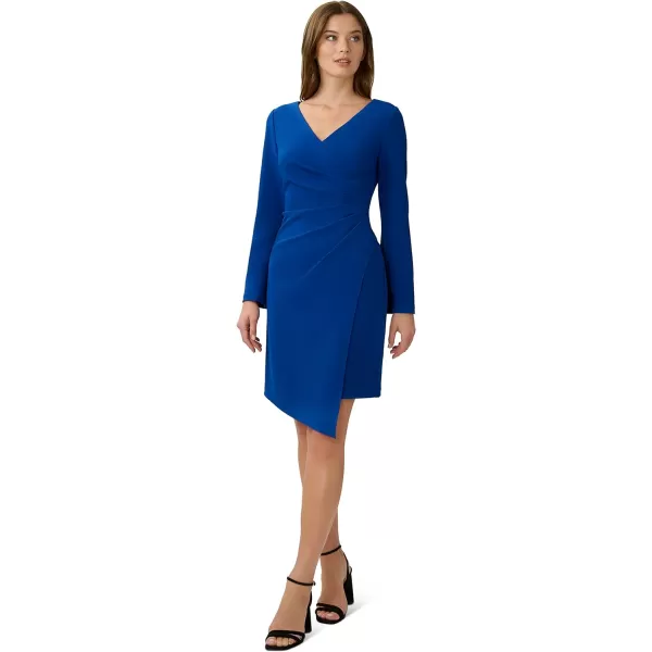 Adrianna Papell Womens Draped Crepe Asymmetric DressDynasty Blue