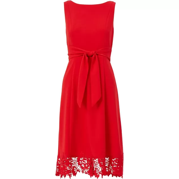 Adrianna Papell Womens Knit Crepe and Lace Midi DressCherry Bliss