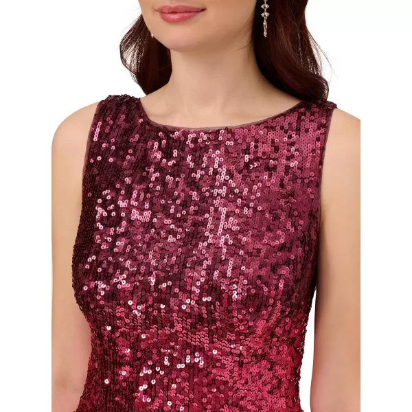 Adrianna Papell Womens Ombre Sequin Sheath DressCassis