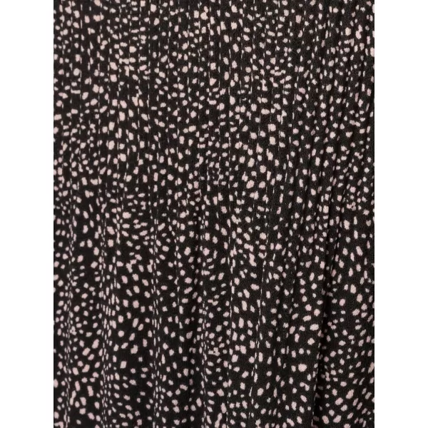 Adrianna Papell Womens Pleated Knit Double Sleeve TopBlack Painted Dots