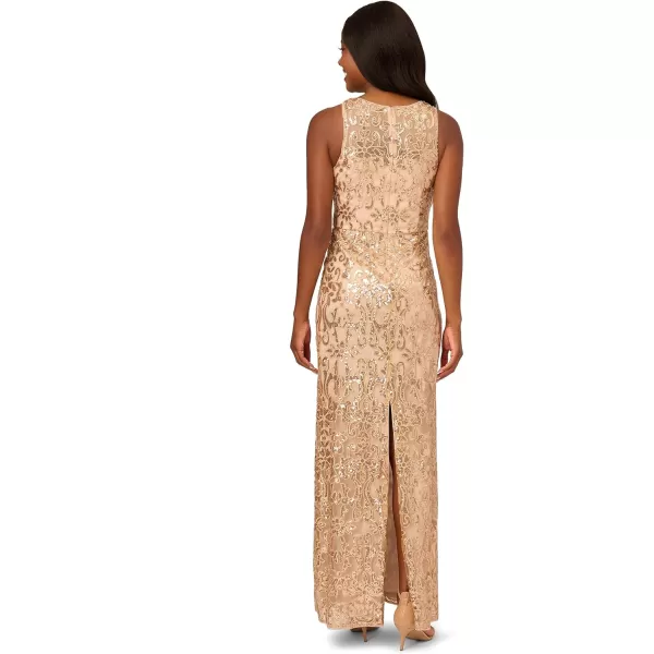 Adrianna Papell Womens Sequin Embroidery GownChampagne