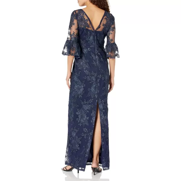 Adrianna Papell Womens Sequin Embroidery GownNavy