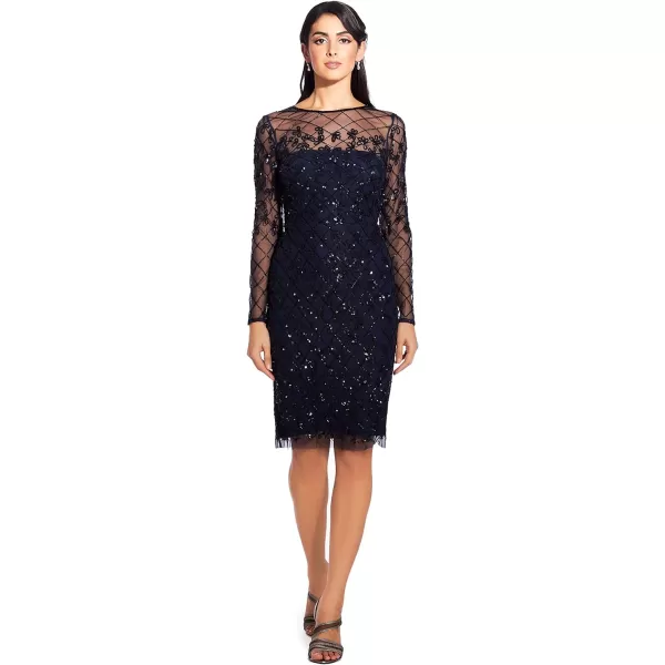 Adrianna Papell Womens Short Beaded DressNavyBlack