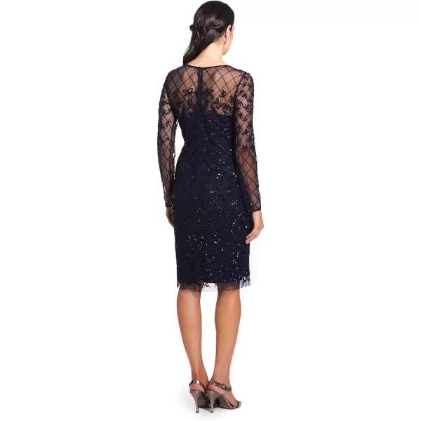 Adrianna Papell Womens Short Beaded DressNavyBlack