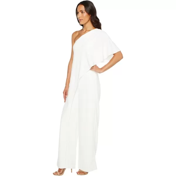 Adrianna Papell Womens Size One Shoulder Crepe Melania Jumpsuit PlusIvory