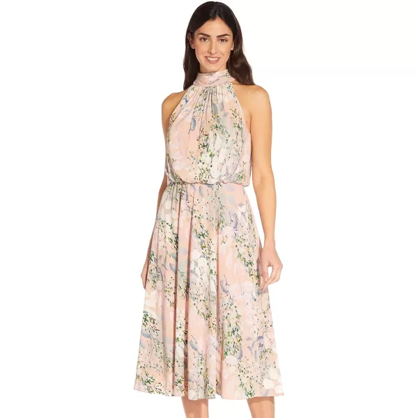 Adrianna Papell Womens Watercolor Floral Midi DressBlush Multi