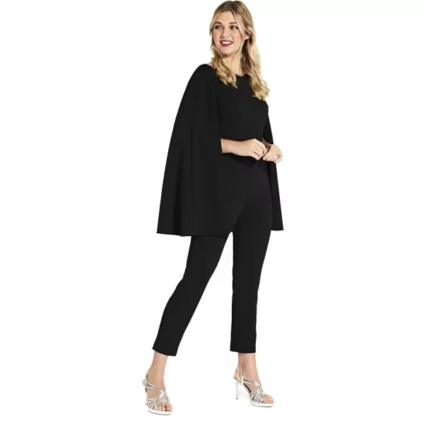 Adrianna Papell womens Knit Crepe Cape JumpsuitBlack