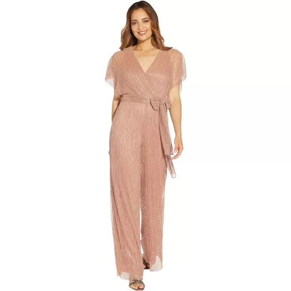 Adrianna Papell womens Metallic Pleat JumpsuitCocktail DressRose Gold