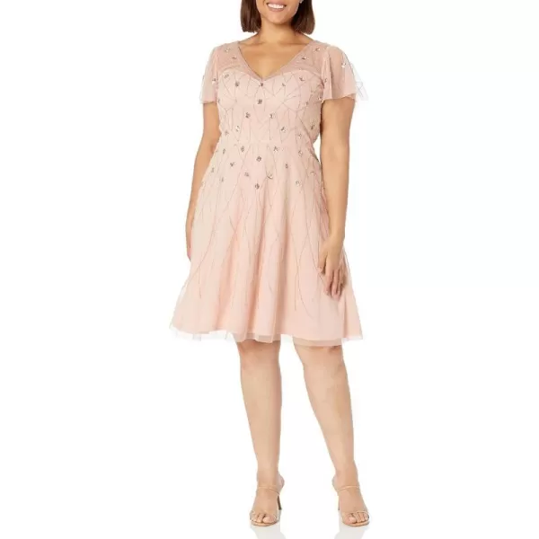 Adrianna Papell Womens Beaded Short DressRose Blush