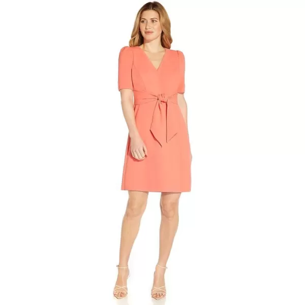 Adrianna Papell Womens Crepe Tie Front Wrap DressPeach Blossom