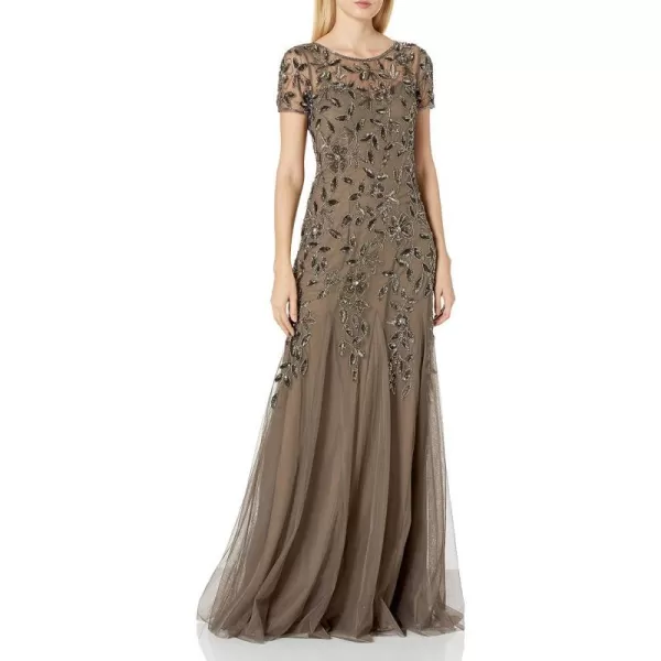 Adrianna Papell Womens Floral Beaded Godet Long DressLead