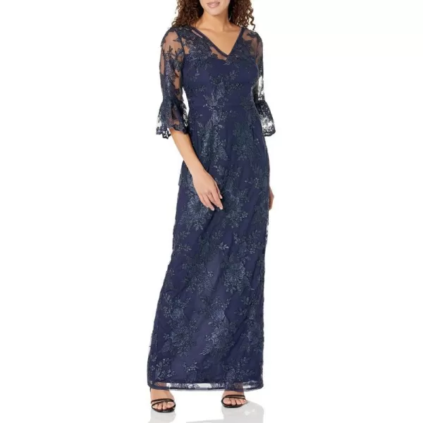 Adrianna Papell Womens Sequin Embroidery GownNavy