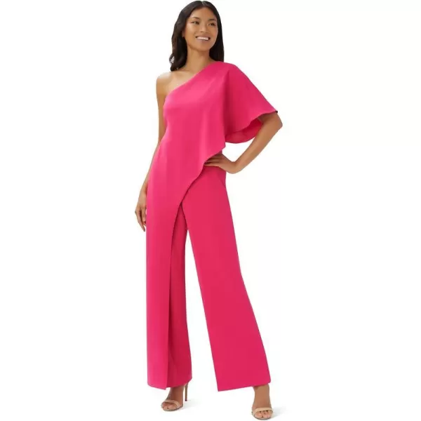 Adrianna Papell Womens Size One Shoulder Crepe Melania Jumpsuit PlusWatermelon Bliss