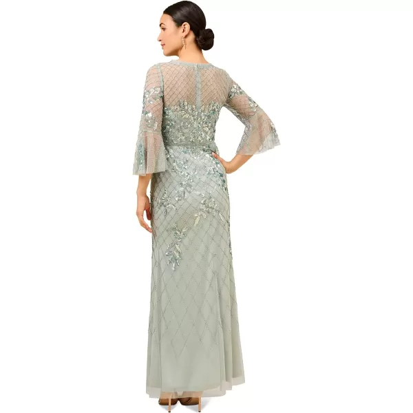 Adrianna Papell Womens Beaded Long DressAqua Dust