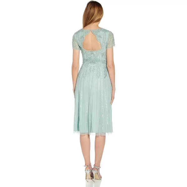 Adrianna Papell Womens Beaded Midi DressAqua Dust