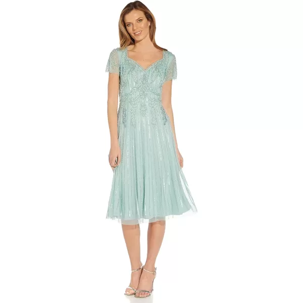 Adrianna Papell Womens Beaded Midi DressAqua Dust