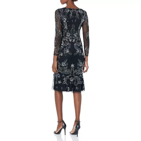 Adrianna Papell Womens Beaded Midi DressBlack Multi