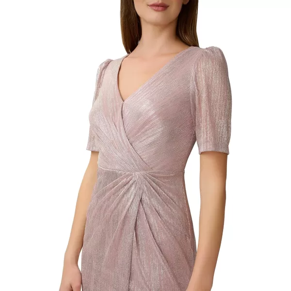 Adrianna Papell Womens Foiled Mesh Draped GownBlush