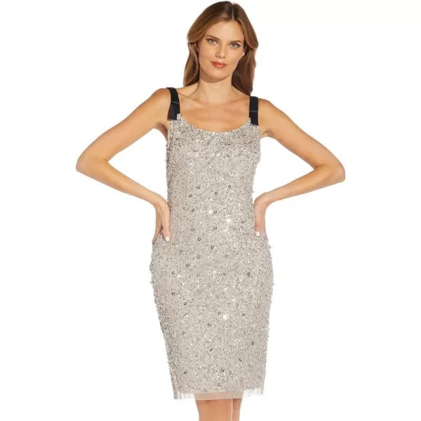 Adrianna Papell Womens Beaded Midi DressMarble