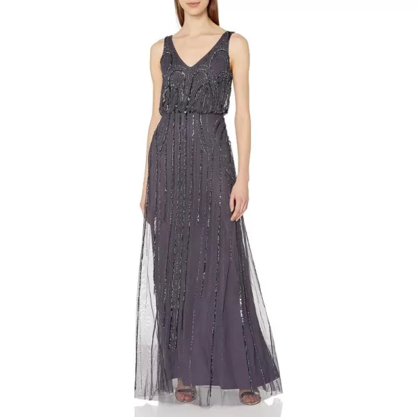 Adrianna Papell Womens Blsn Beaded Art NouveauGunmetal