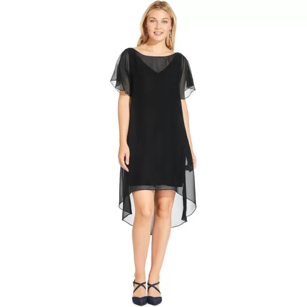 Adrianna Papell Womens Chiffon Overlay Short DressBlack