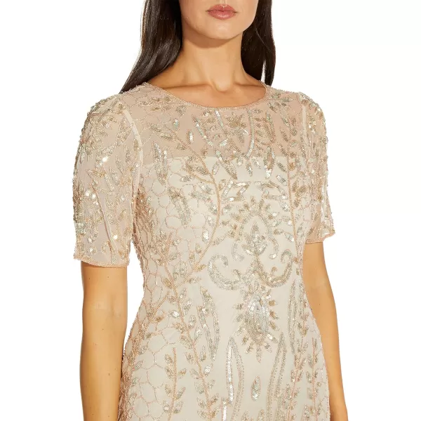 Adrianna Papell Womens Beaded Gown with GodetsOcean Dream