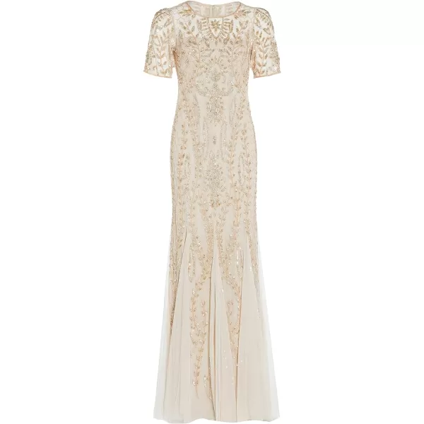 Adrianna Papell Womens Beaded Gown with GodetsOcean Dream