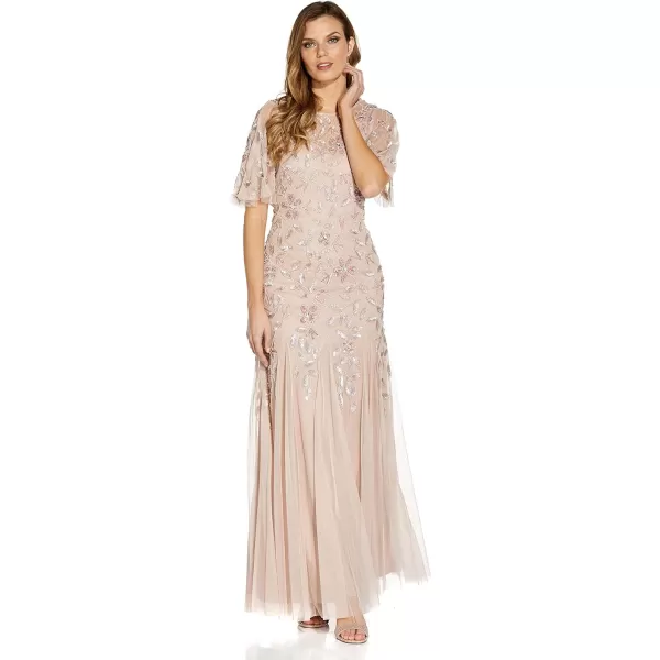 Adrianna Papell Womens Beaded Long GownBlush