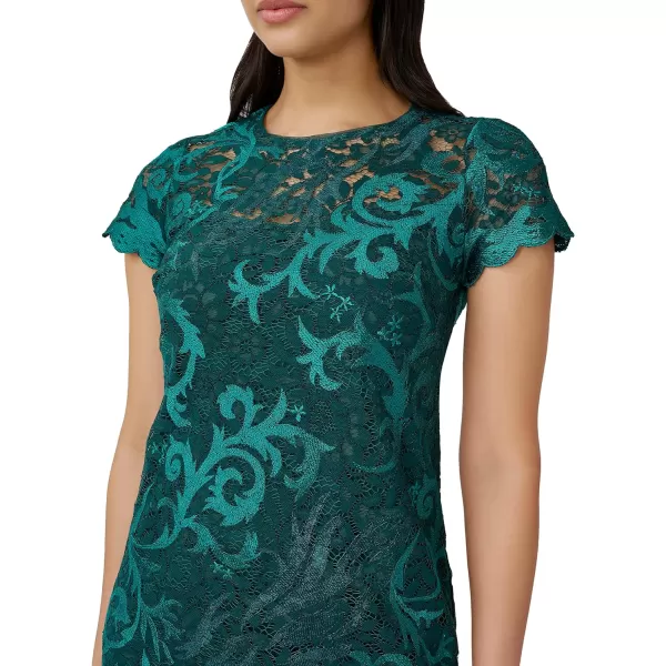 Adrianna Papell Womens Lace a Line Shift DressDark Jade