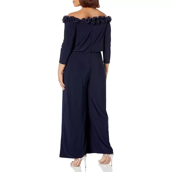 Adrianna Papell womens Ruffled Blouson JumpsuitNavy