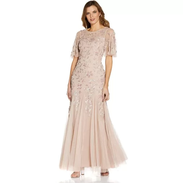 Adrianna Papell Womens Beaded Long GownBlush