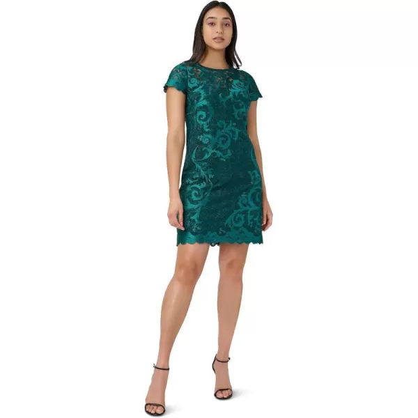 Adrianna Papell Womens Lace a Line Shift DressDark Jade