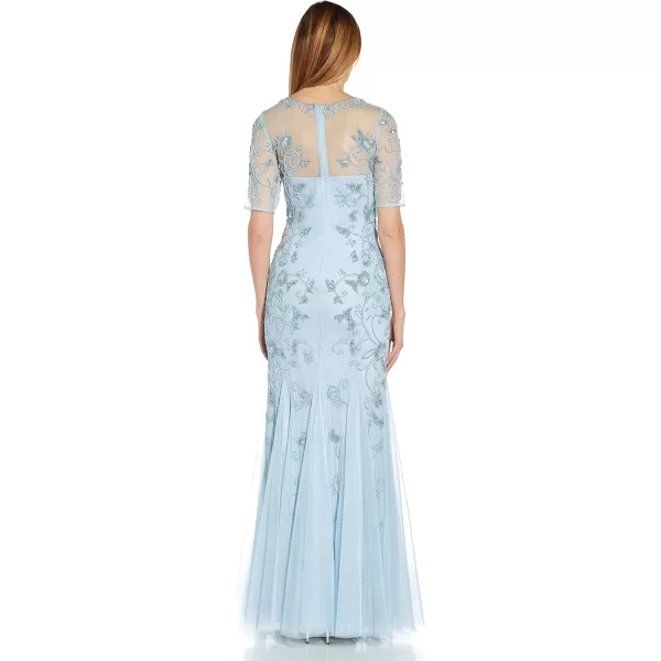 Adrianna Papell Womens Beaded Gown with GodetsElegant Sky