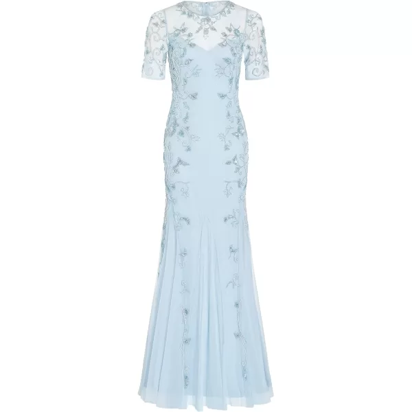 Adrianna Papell Womens Beaded Gown with GodetsElegant Sky