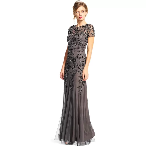 Adrianna Papell Womens Beaded Gown with GodetsLead