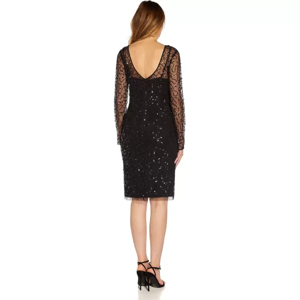 Adrianna Papell Womens Beaded Short DressBlack