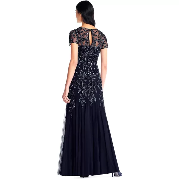 Adrianna Papell Womens Floral Beaded Godet Gown Twilight 8Adrianna Papell Womens Floral Beaded Godet Gown Twilight 8